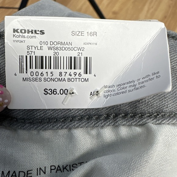 Sonoma Jeans, Women's Size 16R High Rise Gray Denim Curvy Skinny Pockets No Gap - Picture 8 of 8